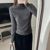 Camisa básica de cuello semialto de otoño, nueva ropa de base muscular con cuello para mujer, ropa ajustada que combina con todo, ropa cálida, camisa base