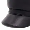 Haining Sombrero Plano de Piel de Oveja Genuina Otoño e Invierno para Hombre y Mujer Pareja Estudiante Estilo Coreano Sombrero Azul Marino Fabricante Moderno