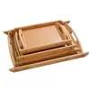 Bandeja lateral invencible, bandeja de bambú para barbacoa, bandeja para servir para uso en el hogar y restaurante, bandeja rectangular para platos estofados, bandeja de madera con asa, bandeja de té de madera