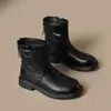 Zapatos Otoño/Invierno Niños 2026 Nuevo Estilo Caliente Estilo Británico Botines Mujer Cómodos Suela Plana Retro Sensación de Alta Gama Botas Adelgazantes Mujer