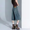 Shorts de Mezclilla Azules Vintage Cortos para Mujer, Estilo Delgado de Verano, Modelo Nuevo Super Popular 2026, Pantalones Rectos Sueltos de Largo Medio para Figuras Petite