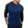 Camiseta de manga larga con cuello redondo, holgada, transpirable y de talla grande, estilo informal, con mangas raglán para hombre, de Amazon, nueva, transfronteriza