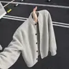 Chaqueta cárdigan de punto cleanfit gris claro para hombre otoño perezoso sensación de alta gama cárdigan de botones suéter cuello redondo retro