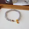 Ágata Cinza Roxo Fumê Nafu da Sorte Contas Redondas Pulseira de Magnésita Design de Corda de Ébano Simples Feito à Mão Pulseira Multi-Círculo Feminina