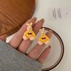 Pendientes de plata S925 con forma de osito y conejito de dibujos animados, estilo japonés y coreano, con clip para las orejas, para mujer