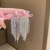 Pendientes de Borla con Flor de Zircón de Aguja de Plata Transfronterizos, Pendientes de Moda y Elegantes, Pendientes de Lujo Ligero y de Gama Alta, Diseño de Nicho
