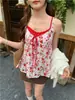 Camisole Floral Falsa de Duas Peças Pura Sexy para Mulheres, Top Soltinho Elegante de Verão, Sexy e Emagrecedor com Amarração