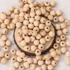 Contas de madeira gravadas multicoloridas, contas soltas para DIY, contas redondas de madeira listradas para pulseiras e colares, acessórios para joias feitas à mão com contas atacado