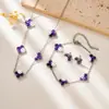 Conjunto Popular de Trébol de Cuatro Hojas Transfronterizo Pulsera y Collar de Acero Inoxidable Joyería de Lujo de Nicho Estilo Europeo y Americano