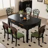 Mesa de Comedor y Sillas de Madera Maciza Estilo Francés Vintage Combinación Hogareña Estilo Medio y Antiguo Mesa Redonda Retráctil Mesa de Comedor para Apartamentos Grandes y Pequeños