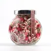 Venta al por mayor, botella de vidrio plana de 180 ml, para especias, miel, mermelada, caramelos, té, semillas y flores.