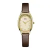 Gedi nuevo estilo pequeño disco ovalado de cacao nicho lujo ligero simple retro alta calidad pequeño reloj de cuarzo de cuero