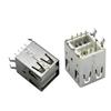 Conector hembra USBA de doble capa en línea de 17,0 mm, plano, doblado, de cuatro patas, de 8 pines, con base doblada de 180 grados, directo de fábrica