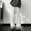 Pantalones deportivos de pierna recta, con cintura de bloques de color, de peso pesado y caída suave, para hombre y mujer, nuevo estilo de otoño, holgados, de punto morado, casuales.