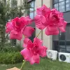 Rosa norueguesa artificial de 3 cabeças, flores artificiais para decoração de casamento e casa, atacado