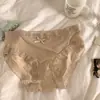Roupa íntima de seda gelada com borda de renda japonesa para mulheres, sem costura, cintura média, sexy, com fundo 100% algodão, fina para o verão, simples para mulheres