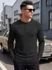 Amazon Transfronterizo Europea y Americana para Hombre Camisa Henley Texturizada Casual Holgada Talla Grande Manga Larga Sudadera Cuello Henley Sudadera