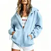 Cárdigan Sudadera con Capucha de Forro Polar Color Sólido con Cremallera Camisa Top Deportivo para Otoño e Invierno del Sitio Independiente de Amazon Transfronterizo