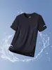 Camiseta de Seda de Gelo Masculina Verão Esportiva Fina Secagem Rápida Respirável Elástica Solta Casual Confortável Gola Redonda Malha Manga Curta Masculina