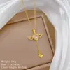 [Acero de Titanio] Estilo Lujo Ligero Collar con Colgante de Ala Dinámica Full Diamond y Borla para Mujer, Cadena Versátil para Clavícula Cadena de Acero de Titanio