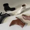 Botas Elásticas Super Stretch Femininas Botas Emagrecedoras Outono Novo Estilo Versão Coreana Bico Quadrado Zíper Traseiro Salto Agulha Botas da Moda Botas Elásticas Femininas para Tornozelo