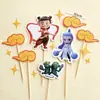 Nezha Aobi Decoração de Bolo Criança Demônio Terceiro Príncipe Personagem Mítico Hot Wheels Decoração de Bolo de Aniversário Infantil Plug-in