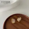 Pendientes de Hoja de Circonita Simples Coreanos Dongdaemun de Aguja de Plata S925 para Mujer Pendientes Retro de Hada para Chica Dulce Pendientes