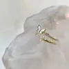 Anillo de Mariposa Dulce y Fresco para Mujer, Moda Estilo Coreano, Mariposa Floral Elegante, Anillo de Cobre, Anillo Abierto Ajustable, Anillo Apilable Estilo Ins
