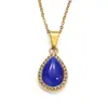 Colar Cruzado Explosivo Luxo Leve Sentido de Alto Padrão Forma de Gota Sem Cor Aço Titânio Feminino Moda Elegante Banhado a Ouro 18K Pingente