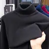 Suéter de punto de cuello medio para otoño e invierno, suéter casual amigable con la piel, camiseta básica para hombre, jersey de punto con cuello camisero, cálido y de corte holgado