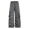 Pantalones cargo OREETA de estilo retro americano con múltiples bolsillos para hombre y mujer, pantalones casuales rectos unisex de moda para la calle