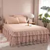 Faldón de Cama con Borde de Encaje Europeo Estilo Colcha Pieza Única Estilo Princesa Encaje Cubierta Protectora Delgada para Cama de 1.8m Resistente al Polvo Verano