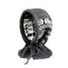 Balaclava Floco de Neve Coreana Feminina Outono e Inverno Novo Chapéu de Tricô Cachecol Quente para o Pescoço Proteção de Orelha Integrada Chapéu de Lã