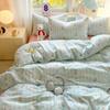 Juego de cama de cuatro piezas de algodón lavado puro clase A, funda nórdica de dibujos animados, sábanas, dormitorio de estudiantes, algodón agradable para la piel, juego de tres piezas de funda nórdica individual