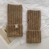 Otoño e Invierno Corea del Sur Guantes de Medio Dedo que Contienen Lana Color Sólido Tejidos Cálidos Guantes de Muñeca Guantes Táctiles para Estudiantes