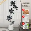 Planta Artificial Verde Grande Black Diamond Árbol de Goma Planta en Maceta de Interior para Sala de Estar Decoración de Planta de Árbol Imitación de Lujo Ligero de Gama Alta