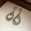 Brincos de Prata com Agulha, Diamantes e Design de Pena Gota d'Água, Brincos de Design Exagerado, Brincos Estilo Luxo Leve para Mulheres