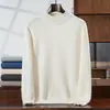 Suéter de cachemira para hombre, otoño e invierno, jersey holgado, nuevo cuello medio alto, suéter base de punto versátil, suéter cálido para hombre