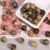 Cuentas de Semilla de Tilo Color Crema Manchas de Piel Cruda Agujero Recto Para Ensartar Pulsera DIY Hecha a Mano Juguete Cultural de Mano Adorno Accesorios