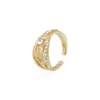 Joyería Transfronteriza Europea y Americana Ins Nicho Textura Metálica Anillo de Diamante Moda Versátil Anillo Abierto Ajustable Anillo
