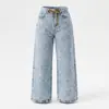 Nuevos jeans de pierna ancha rectos holgados clásicos versátiles sexy con cordón estilo europeo y americano transfronterizos Amazon TK