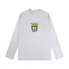 Camiseta de Manga Larga de Algodón Puro Estilo Japonés Hong Kong Unisex Primavera y Otoño Marca de Moda Cuello Redondo Holgada Versátil Camiseta Básica