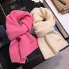 Estilo coreano lã pura malha lã cor sólida cachecol feminino inverno engrossado quente all-match alto nível à prova de frio pescoço moda