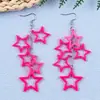 Novos Brincos de Franja Acrílica Vazados Cor Fluorescente Estrela de Cinco Pontas Exagerados Moda Pendentes Acessórios de Orelha