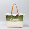 Bolsa de Hombro Bordada Transfronteriza, Bolsa de Lona con Borla, Bolso de Viaje con Hebilla Magnética, Bolso de Axila, Bolso de Playa Nuevo, Verano
