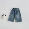 Otoño Nuevo Dianxi Ropa Interior Casual Rayada para Bebé Niños Estilo Coreano Chaleco Simple Jeans Conjunto de Tres Piezas