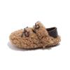 Zapatos Peludos de Lazo para Niños Niñas Invierno Moda Coreana Más Terciopelo Zapatos de Frijol Mary Jane Zapatos de Princesa