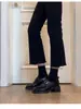 Versão Pele de Ovelha ~ Mocassins de Boca Profunda com Fivela de Cinto Retrô para Mulheres, Roupa de Trabalho Simples Salto Grosso Estilo Britânico de Uma Perna Sapatos de Couro Pequenos