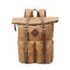 Mochila Retro Europea y Americana Impermeable de Cuero Crazy Horse y Lona Mochila de Lona Retro Americana Desgastada de Gran Capacidad