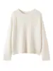 Suéter de Punto para Mujer de Cachemira Pura Cuello Redondo Estilo Perezoso Otoño Invierno Nuevo Diseño Raglán Sensación Cálida Capa Base